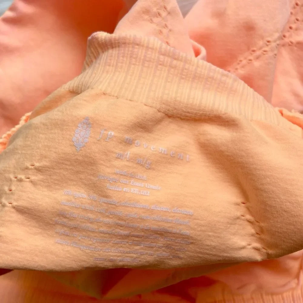 8. New! Free People Movement Good Karma Hi-Neck Layer Long Sleeve Top in Peach - Picture 11 of 12
